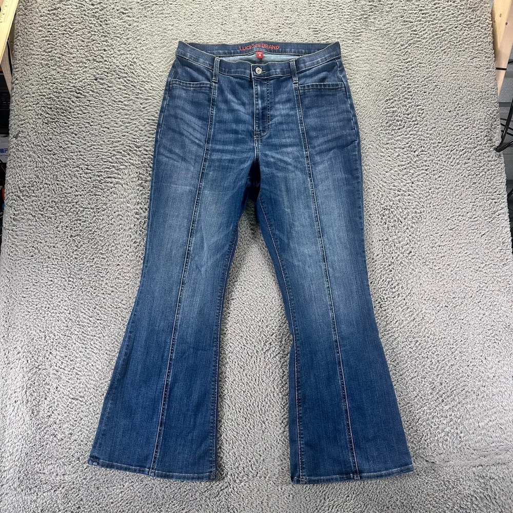 Lucky Brand Stevie Jeans Womens 14 Blue Denim Flared Faded Workwear Stretch